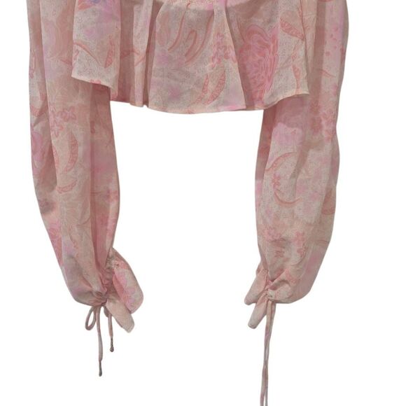 Tularosa Women's Cream & Pink Poly Georgette Top NEW - Picture 6 of 15